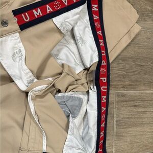 PUMA Khaki Shorts with Red and Navy Details